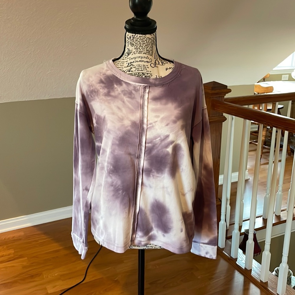Brushed dusty purple and white tie dye sweatshirt